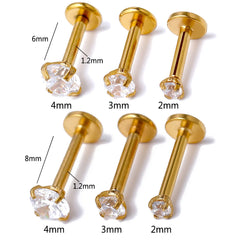 2/3/5PCS 16G Stainless Steel Labret Piercing Jewelry - CZ Crystal Monroe/Lip Studs, 6 alternate view