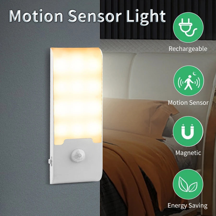 Motion Sensor LED Night Light | Rechargeable Cabinet Lamp with Human Body Induction for Kitchen, War