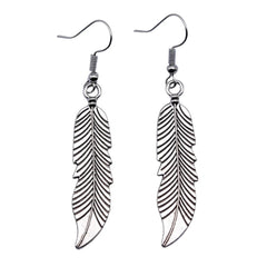 Vintage Feather Dangle Earrings | Boho Drop Earrings for Women