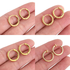 6pcs Stainless Steel Hoop Earrings Set | Hypoallergenic Korean Style Earrings for Women