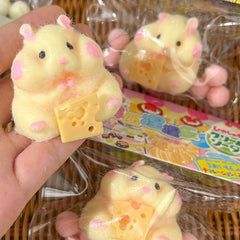 Lovely Hamster Squishy Toy Soft Mochi Squeeze Toy Fuzzy Cute Hamster Handmade Fidget alternate view