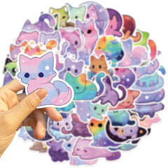 50PCS Colorful Starry Sky Cat Waterproof Graffiti Stickers | Decals for Helmet, Bicycle, detail view