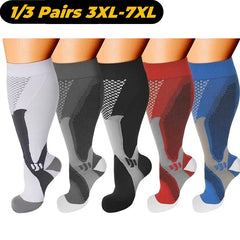 1/3Pairs 3XL-7XLPlus Size Wide Calf Compression Socks Women Men 15-20mmhg Large size Compression Sock for Nurse Pregnancy Travel
