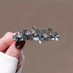 Elegant Glaze Crystal Butterfly Spring Clip Hairpin Fairy Women's Back of Head Half-tied Barrette France Style Hair Accessories