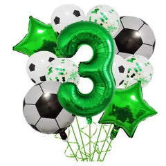 11pcs Football Foil Balloons Soccer Party Decorations | Green Number Ball Set detail view