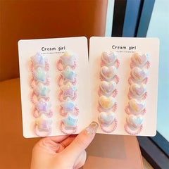 10pcs Cute Baby Girl Hair Love Bands Cartoon Love Heart Star Hair Ties Toddler Elastic close-up view