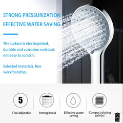 Jetting Shower Head Water Saving Handheld Adjustable 5 Modes Shower Bath close-up view