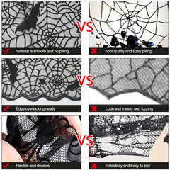 1 Piece Halloween Lace Tablecloth Bat Net Skull Pattern Rectangular Shape For Party De close-up view
