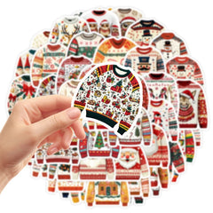 50 Christmas Sweater Shaped Stickers | Cute Funny Wintertime Vinyl Decals alternate view