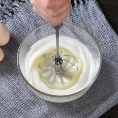 Semi-Automatic Egg Beater | 304 Stainless Steel Manual Hand Mixer close-up view