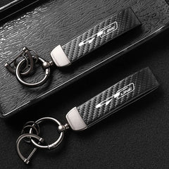 Carbon Fiber Style Keychain for KIA Models | Microfiber Leather Key Ring alternate view