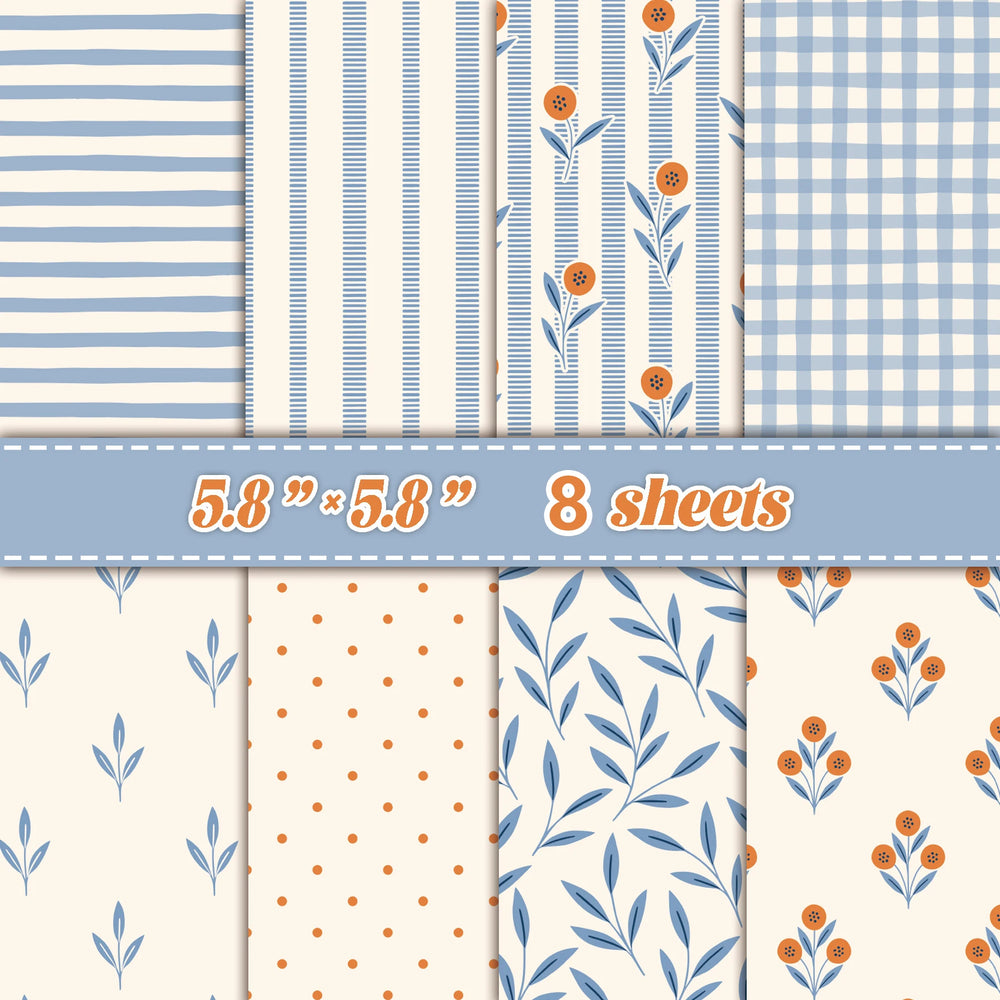 8 Sheets Fresh Plaid Scrapbook Papers DIY Craft Background Paper Junk Journal Gift Wrapping Card Mak