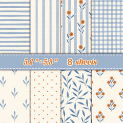8 Sheets Fresh Plaid Scrapbook Papers DIY Craft Background Paper Junk Journal Gift Wrapping Card Mak