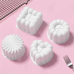Silicone Mousse Cake Mold Flower Heart Star Shape Kitchen Baking Pudding Cup Chocolate Making Weddin