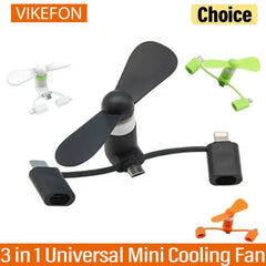3 in 1 Universal Fan Mini Cooling Accessories USB Phone Cooler For iPhone 17-12 Samsung S24 Micro/Ty