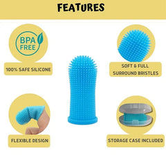Dog Super Soft pet Finger Toothbrush Teeth Cleaning Breath Care Nontoxic Silicone Toot close-up view