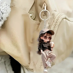 1 Cute Acrylic Girl Keychain, 2D Flat, Holiday Gift, Backpack Accessories, Key Decoratio detail view