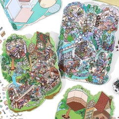 Mr Paper My Cabin Series Oversized Puzzle Stickers | 8pcs DIY Scene Stickers for Kids close-up view