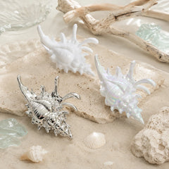 Conch Shell Hair Claw Clip for Women PC Electroplated Iridescent Mermaid Beach Large Non Slip Shark