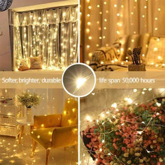 Curtain Garland for Windows USB-Powered Fairy Lights Festoon with Remote Control Garland detail view