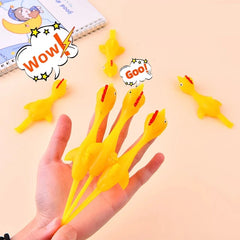 6-12pcs Novelty Catapulted Ejection Chicken Toy Light Rubber Finger Prank Flying Toy S close-up view