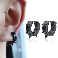 1Pair Punk Stainless Steel Spiky Thorn Stud Earrings For Women Men Ear Clips Funny Stree detail view