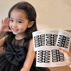 10pcs/set Girls Mini Black Alloy Bobby Pins Water Drop Rectangle Hairpins Children Baby Non-slip No