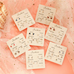 S925 Silver Needle Stud Earrings Set detail view