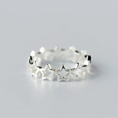 Huitan Fancy Stars Adjustable Opening Rings Women Silver Plated Daily Wear Fashion Versa detail view