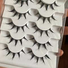 Anime-Inspired False Eyelashes 5 Pairs | Comic Eye Cos Faux Lashes Demon Style close-up view