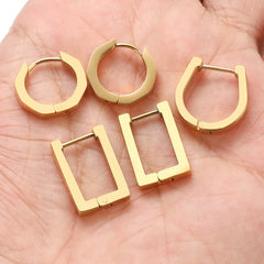 2pcs Geometric Stainless Steel Hoop Earrings | Trendy Daily Wear for Men Women detail view