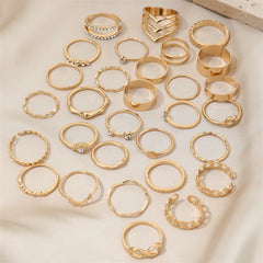 30Pcs Bohemian Geometric Knuckle Rings Set For Women Gold Silver Color Finger Ring Gir close-up view