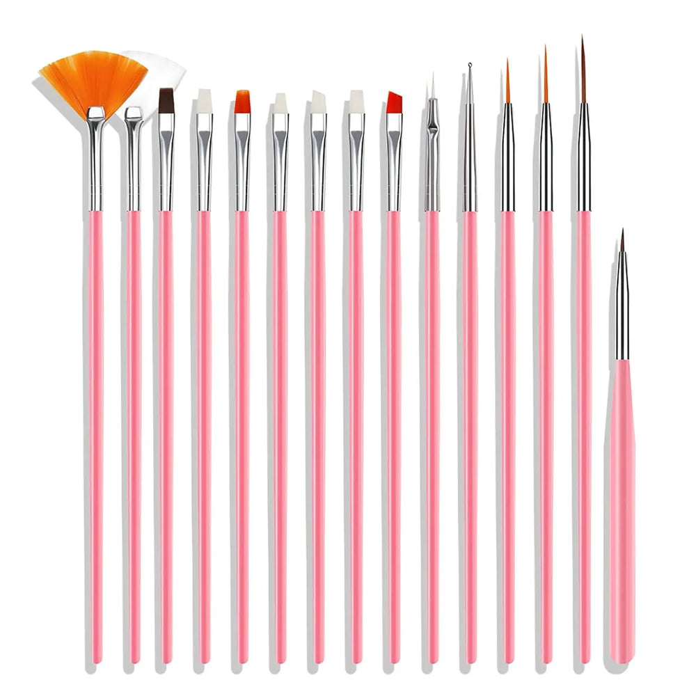 15Pcs Fine Detail Paint Brush Set Acrylic UV Gel Drawing Dotting Manicure Nail Art Design Tools Make