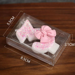 Pink Bow 3D Number Cake Candles for Birthday Party Decorations Birthday