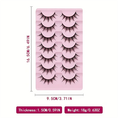 7 Pairs Manga Lashes - Natural Look, 3D Volume, Wispy, Fluffy, Spiky, Anime & Cosplay close-up view