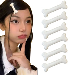 White Bone Hair Clip Cute Cartoon Bobby Pin Y2k Fashion Hair Volume Clip Small Hairpins Barrettes Cr