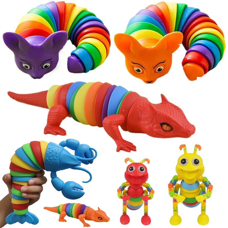 2025 New Fidget Slug Toy for children 3D Colorful Sensory Slug Relieves Fun Decompression Toy Creati