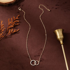 Double Circle Pendant Necklace Gold Color Necklaces for Women Fashion Thin Chain Mini alternate view