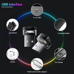 USB Car Ambient Atmosphere Light | Interior LED Lamp with 4 Colors close-up view