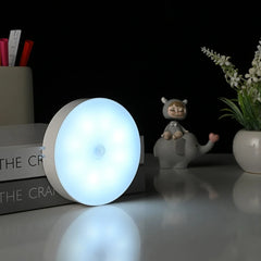 8LED Motion Sensor Night Light | USB Rechargeable Auto-On Lamp for Bedroom close-up view