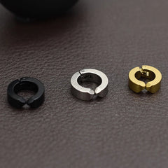 Gothic Hoop Earrings for Men and Women | Stainless Steel Clip-On Ear Cuffs close-up view
