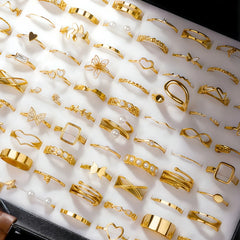 10/20/30/50/100Pieces Fashion Hollow-Out Rings Set For Women Mix Style Trendy Flowers alternate view