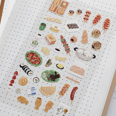 Korean Food Sticker Pack for Scrapbooking | Suatelier Street Food Art Stickers close-up view