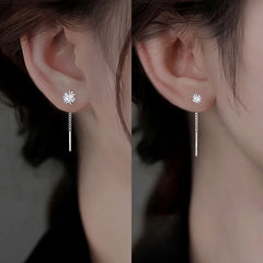 S925 Silver Dandelion Drop Earrings | Women's Trendy Chain Tassel Jewelry detail view