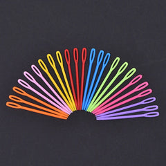 50/100/150/200PCS Colorful Plastic Sewing Needles 7cm Size Random Mixed Colors Large Eye detail view