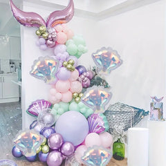 4-Pack Colorful Shell-Shaped Aluminum Foil Balloons | Ocean-Themed Party Decor close-up view