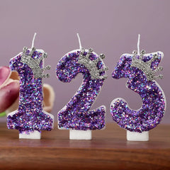 Purple Crown Birthday Candles Number 0 to