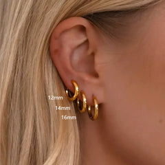 2.5mm Stainless Steel Hoop Earrings for Women Men Stackable Round Gold Color Hiphop Stea detail view