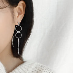 Silver Asymmetrical Geometric Drop Earrings | Trendy Punk Hip Hop Jewelry for Women close-up view