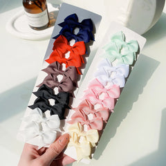 10Pcs/Set Solid Color Kids Bows Hair Clips for Baby Girls Handmade Ribbon Bowknot Hai alternate view